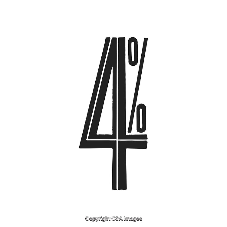Stylized Typography Featuring the Number Four and Percentage Symbol in Black