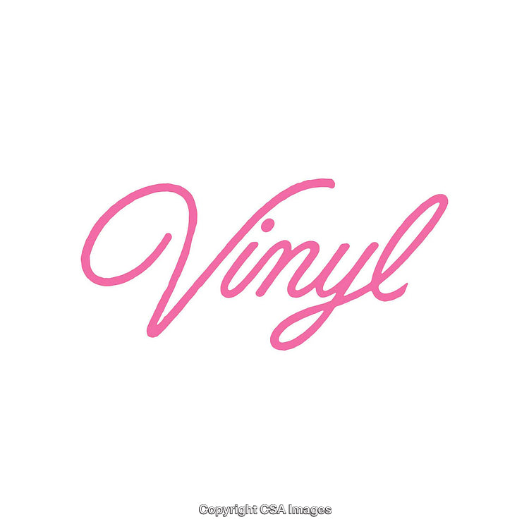Pink Script Vinyl Text on Bright White Background