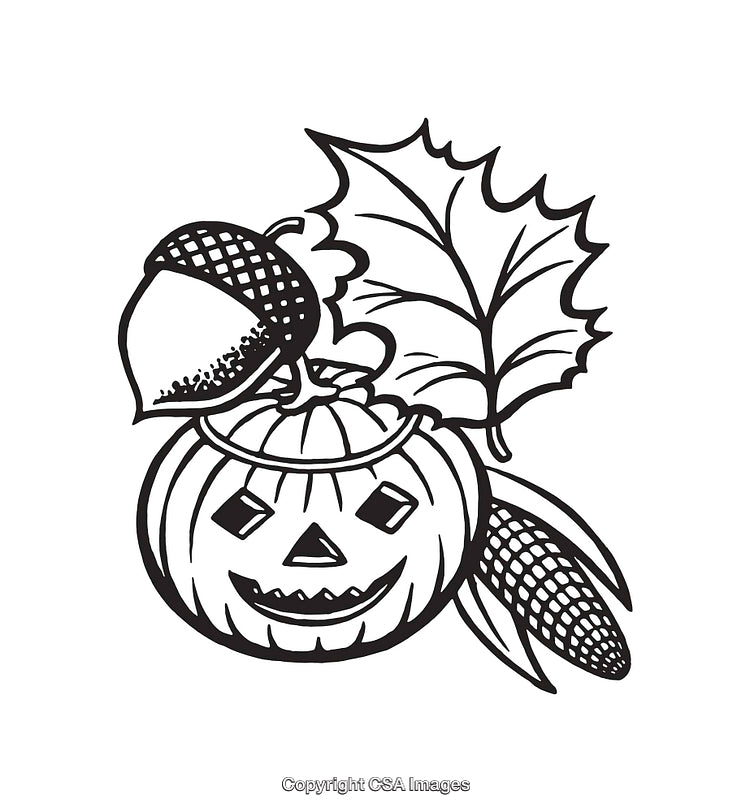 Autumn Inspired Black and White Line Art Illustration with Seasonal Elements
