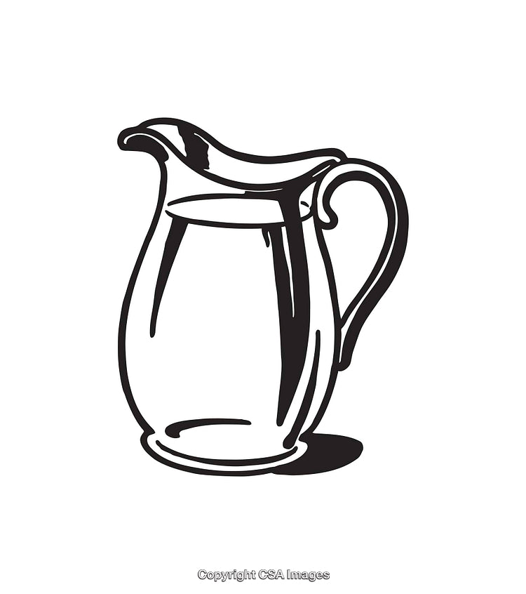 Black and White Line Art of a Simple Pitcher Illustration