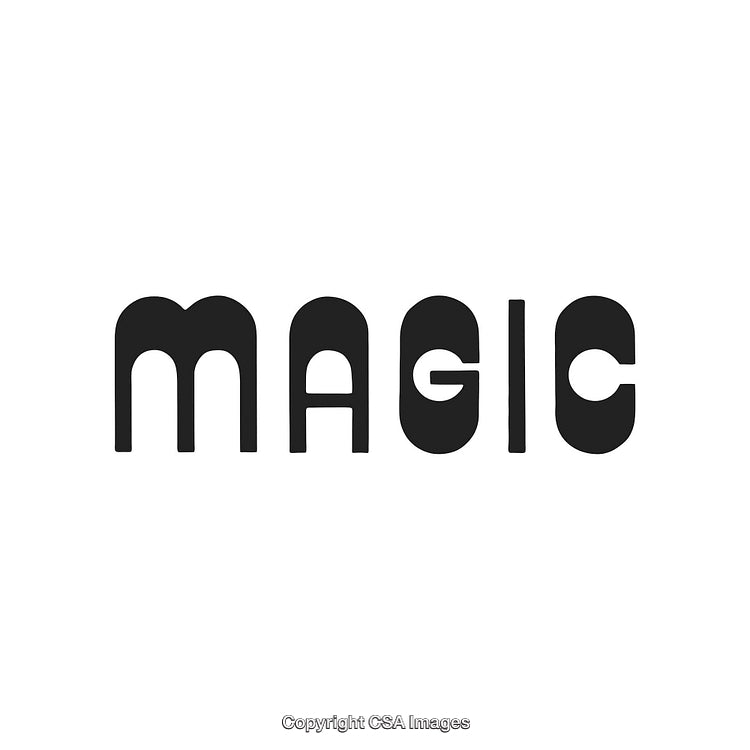 Minimalist Typography Design Featuring Stylized Word 'Magic' in Bold Black Font