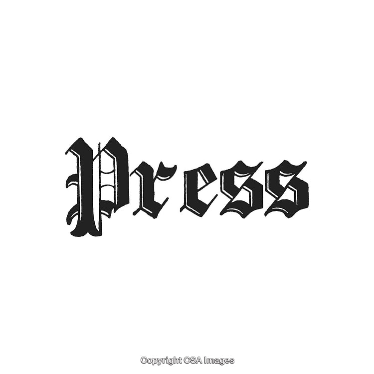 Vintage Typography Design Featuring the Word “Press” in Blackletter Font Style