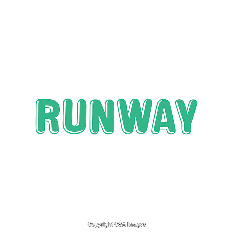 Green Text Word 'Runway' in Modern Typography on White Background