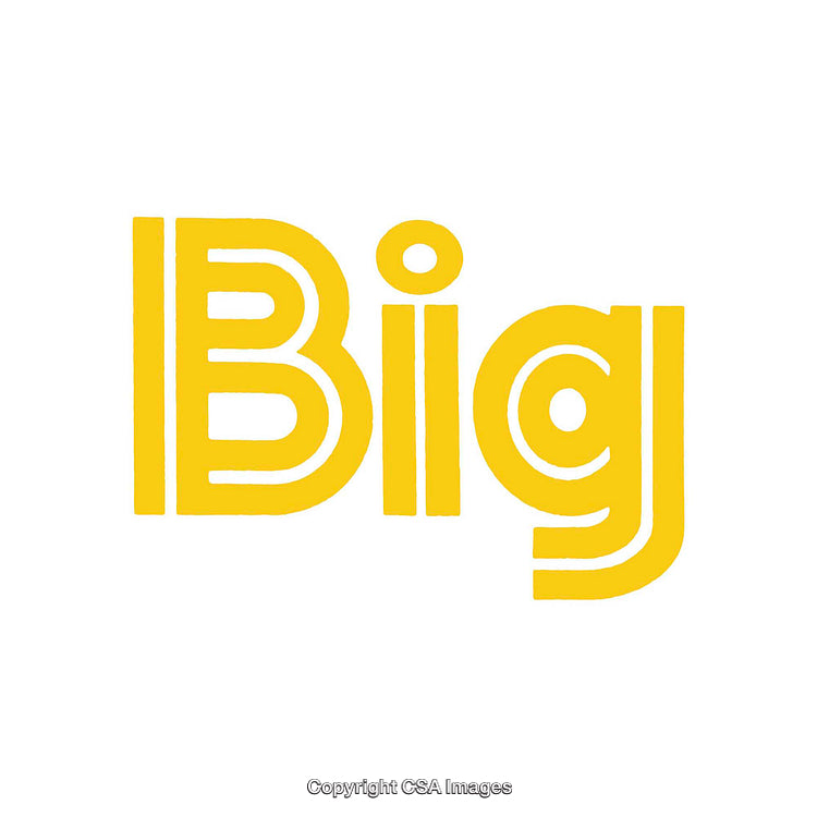 Bold Yellow Typography Artwork Featuring the Word 'Big' on a White Background