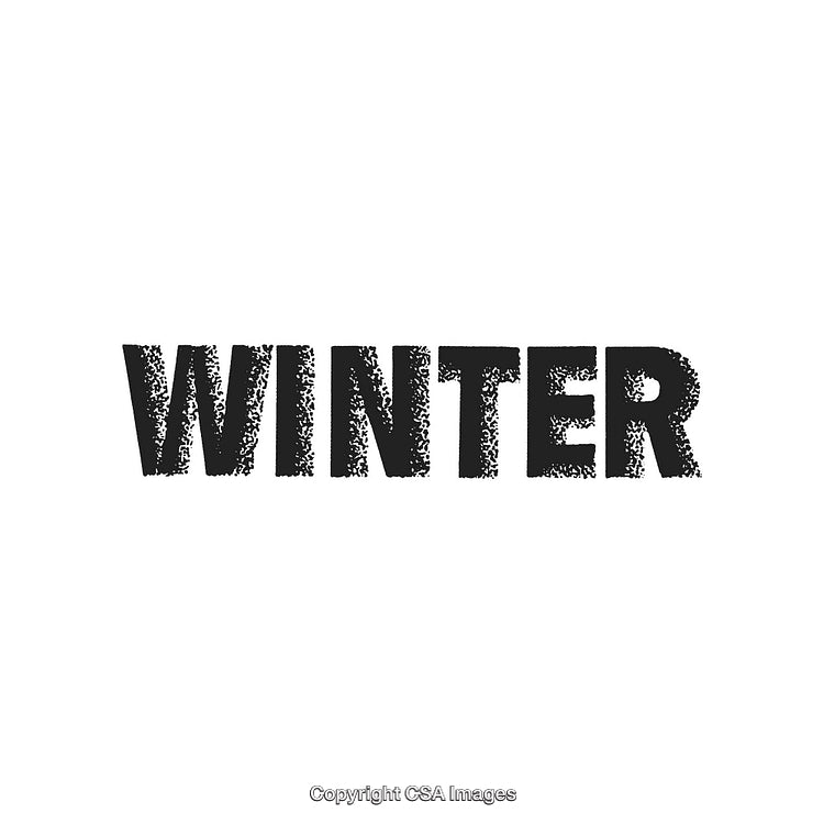 Winter-Themed Text with Grunge Texture on White Background