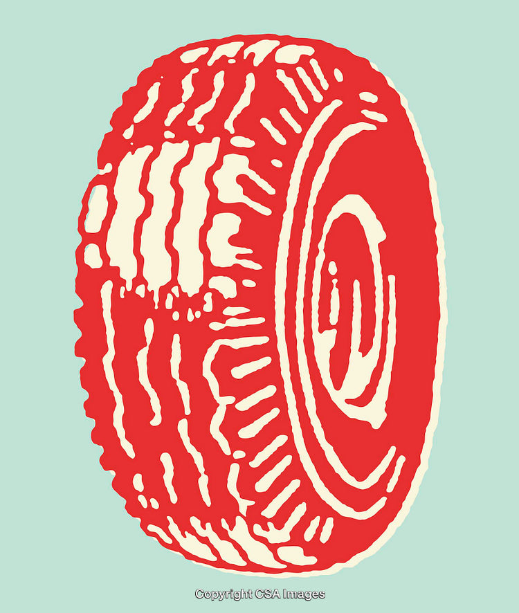 Colorful Line Art Illustration of a Tire with Tread Design