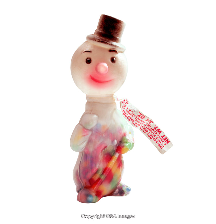 Smiling Multicolored Plastic Figurine with Top Hat and Cheerful Expression