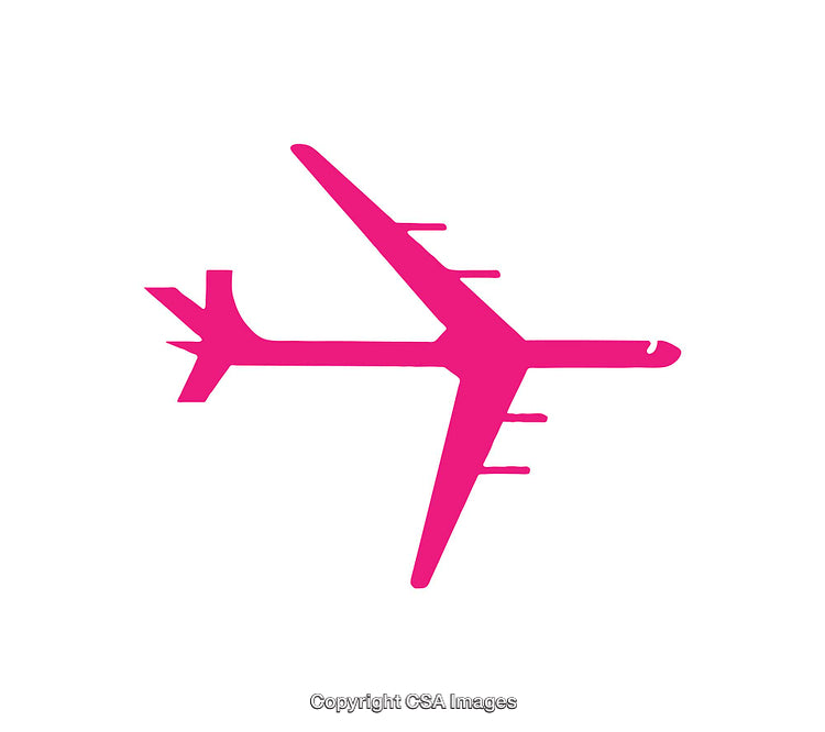 Pink Airplane Silhouette Icon on White Background
