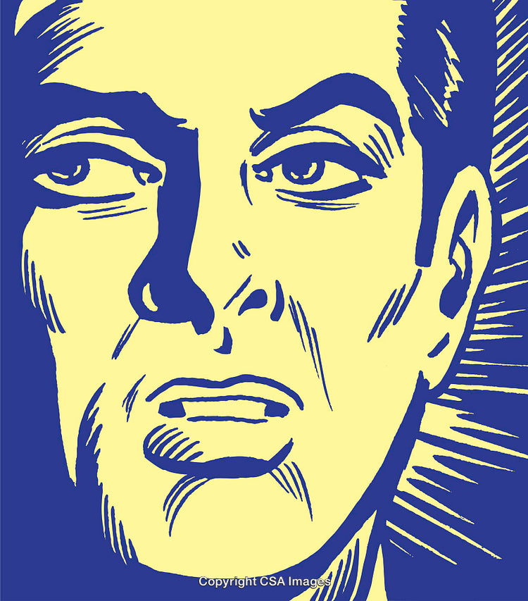 Bold Retro Illustration of a Man's Face in Pop Art Style