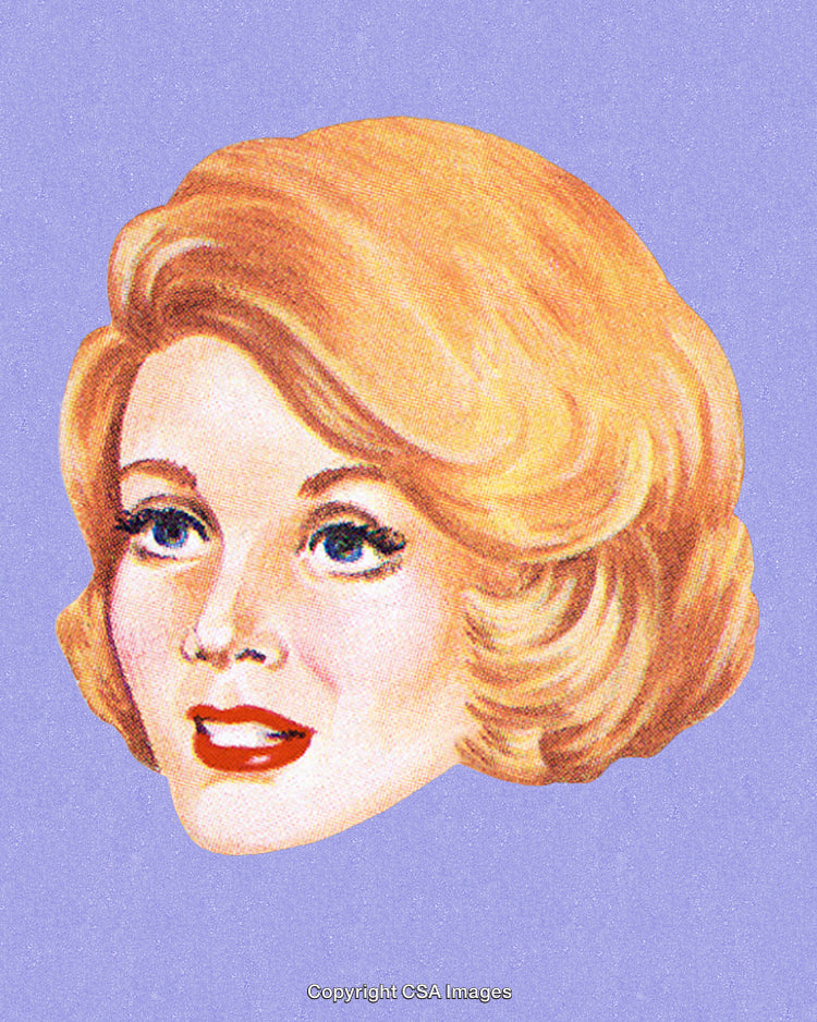 Illustrated Portrait of a Woman with Retro Hairstyle on Purple Background