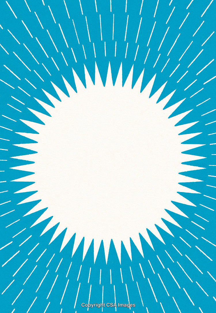 Abstract Blue Illustration with Radiating Lines and a Central White Shape