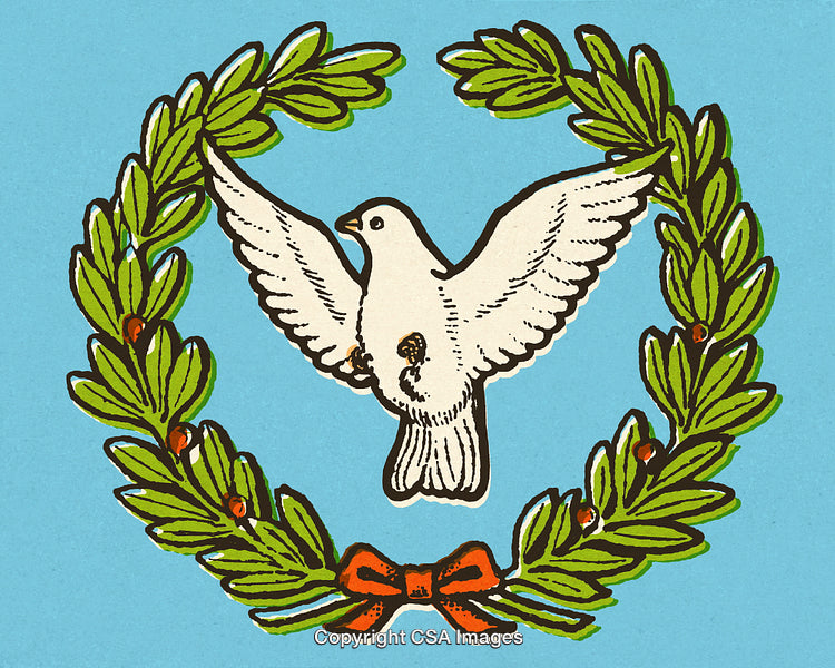 Peaceful White Dove with Wreath Symbolizing Love and Harmony