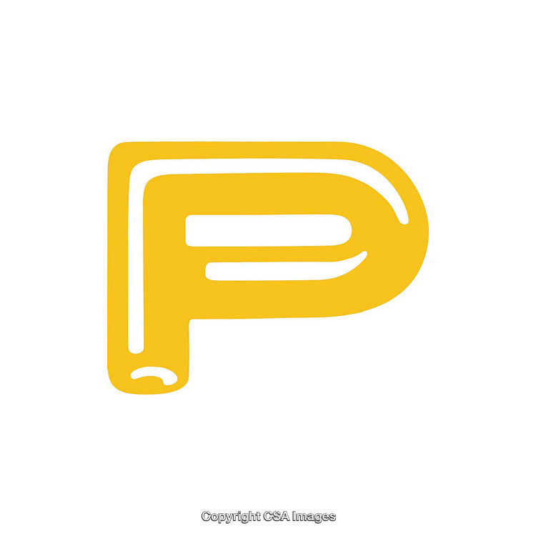 Yellow Cartoon Styled Letter P on a White Background