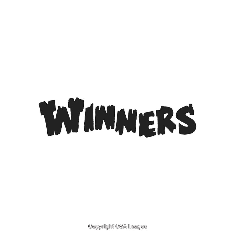 Bold Hand-Drawn Winners Text in Capital Letters on a White Background