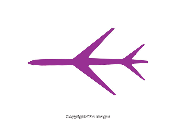 Purple Airplane Silhouette Icon on a White Background