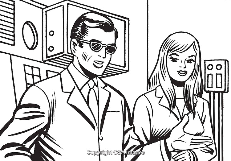 Retro Illustration of Professionals in an Office Setting