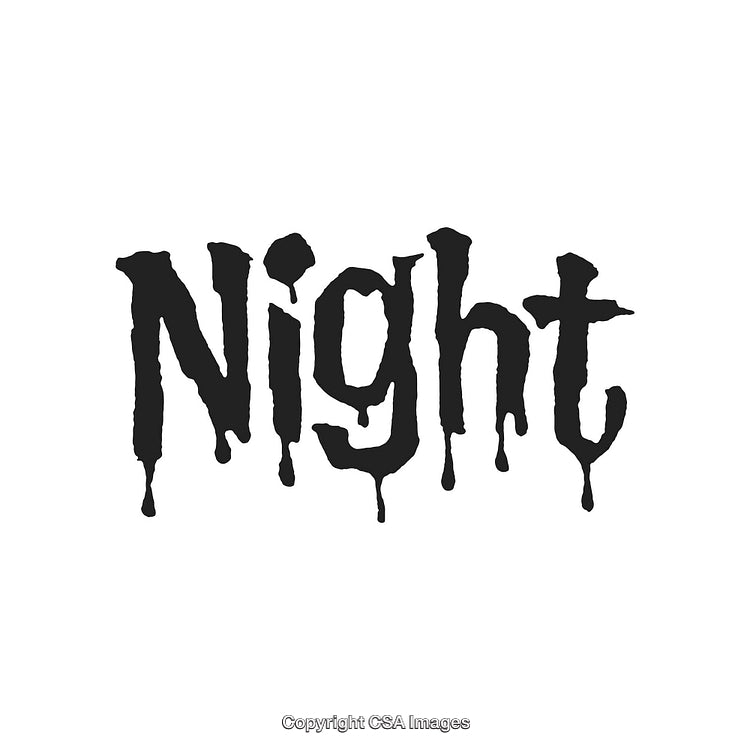 Stylized Dripping Black 'Night' Text on White Background