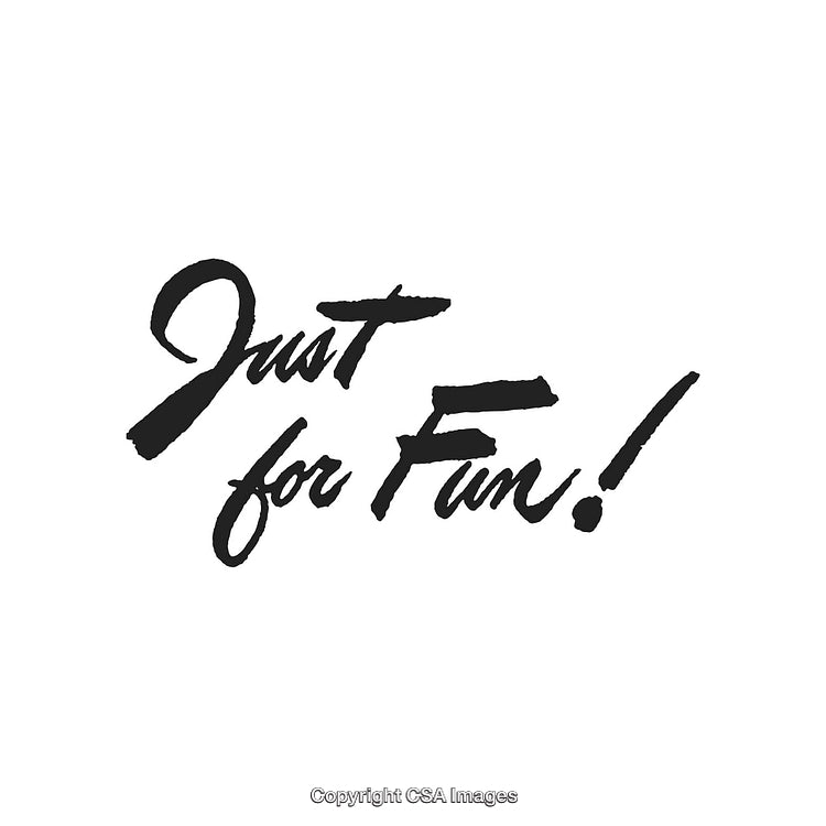 Playful Handwritten 'Just for Fun!' Text Design on White Background