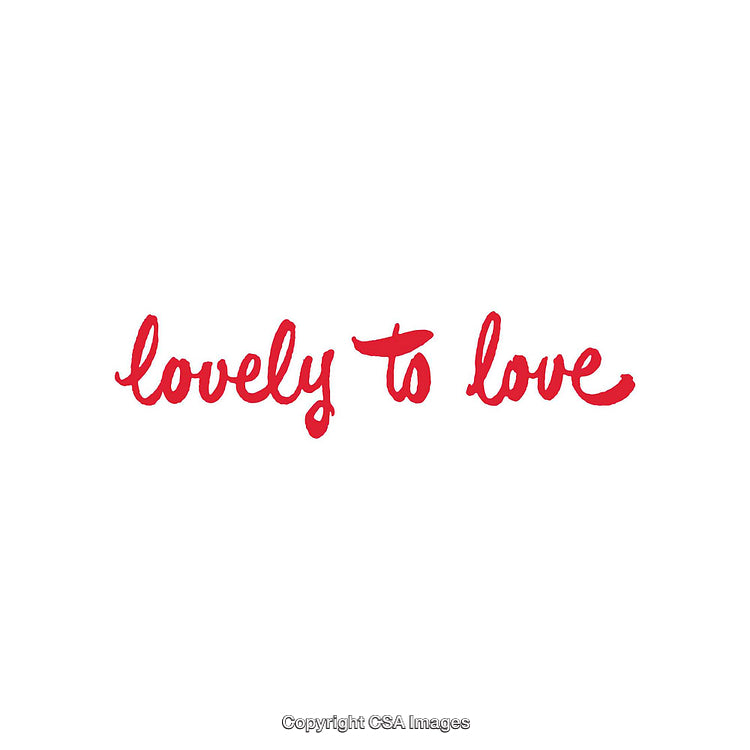 Red Handwritten Text Saying 'Lovely to Love' on White Background