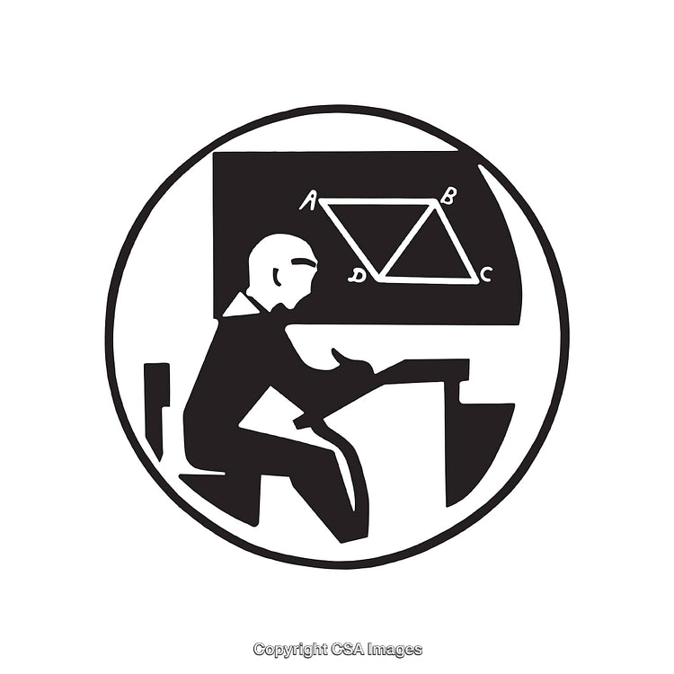 Black and White Icon of Education and Geometry Studies