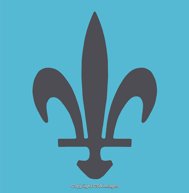 Elegant Fleur-de-Lis Symbol on Blue Background in Minimalist Style