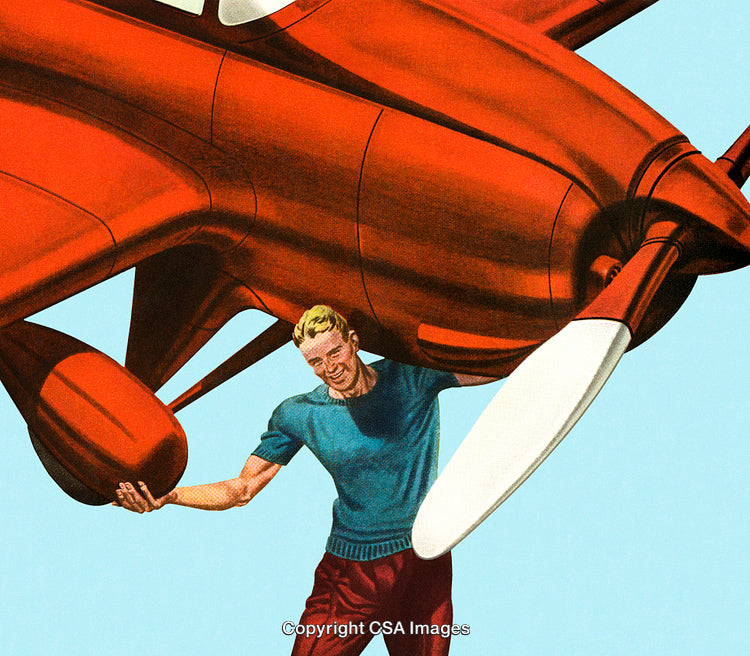 Man Standing Next to Red Airplane, Featuring Aviation and Adventure