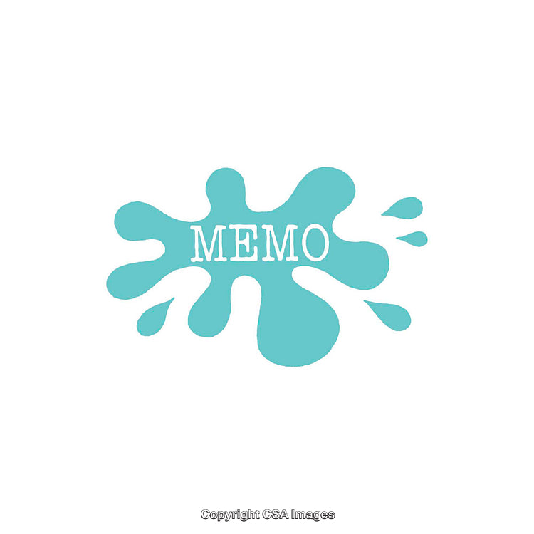 Blue Splash Design with 'Memo' Text on a White Background