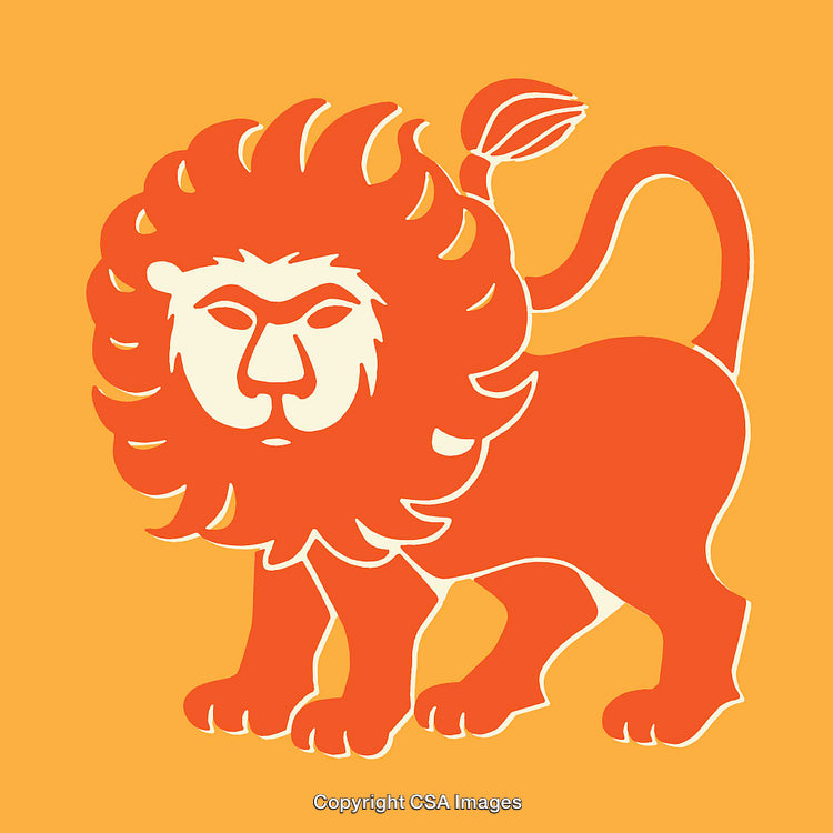 Bold Orange Lion Illustration in Simplistic and Graphic Design Style