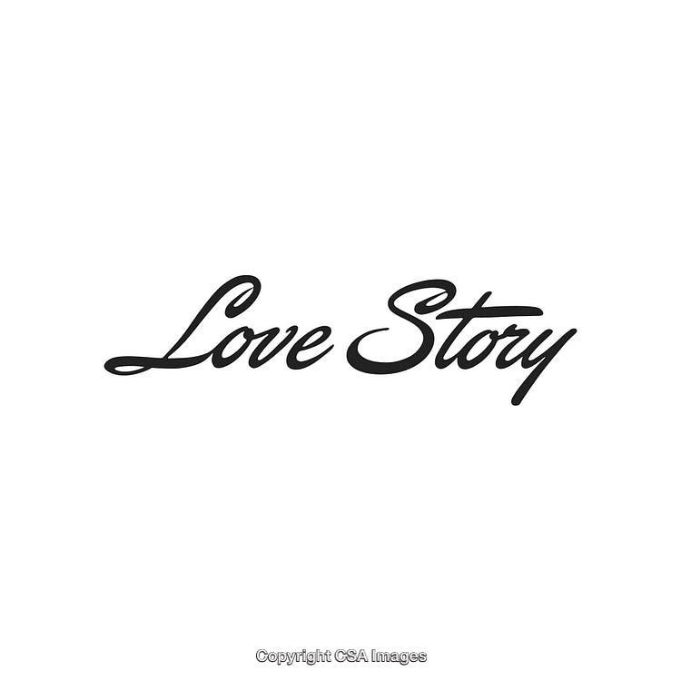 Elegant Black Typography Featuring the Words 'Love Story' on White