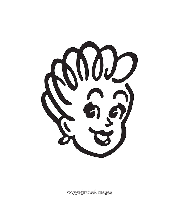 Playful Black and White Line Art of Smiling Cartoon Face