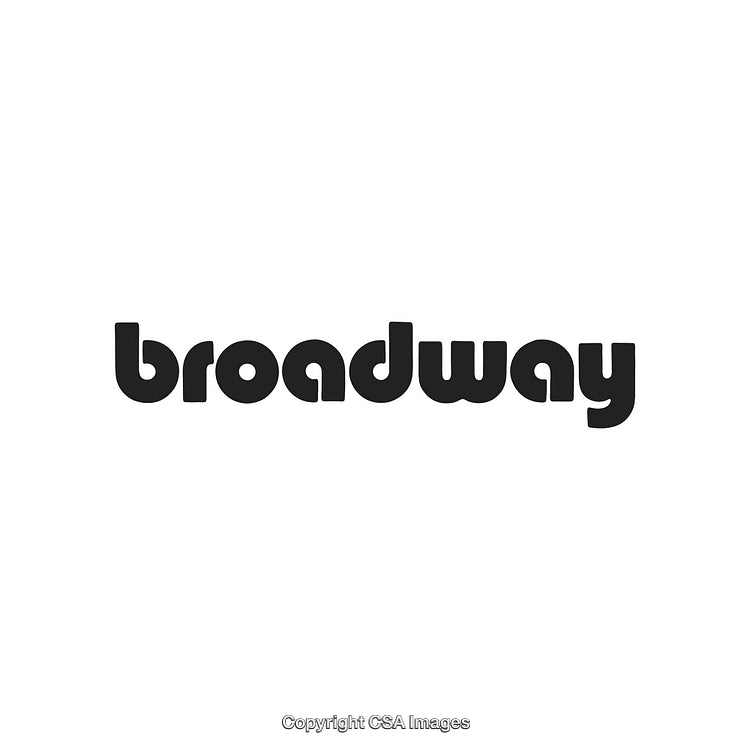 Retro Broadway Style Logo with Bold Black Font on White Background