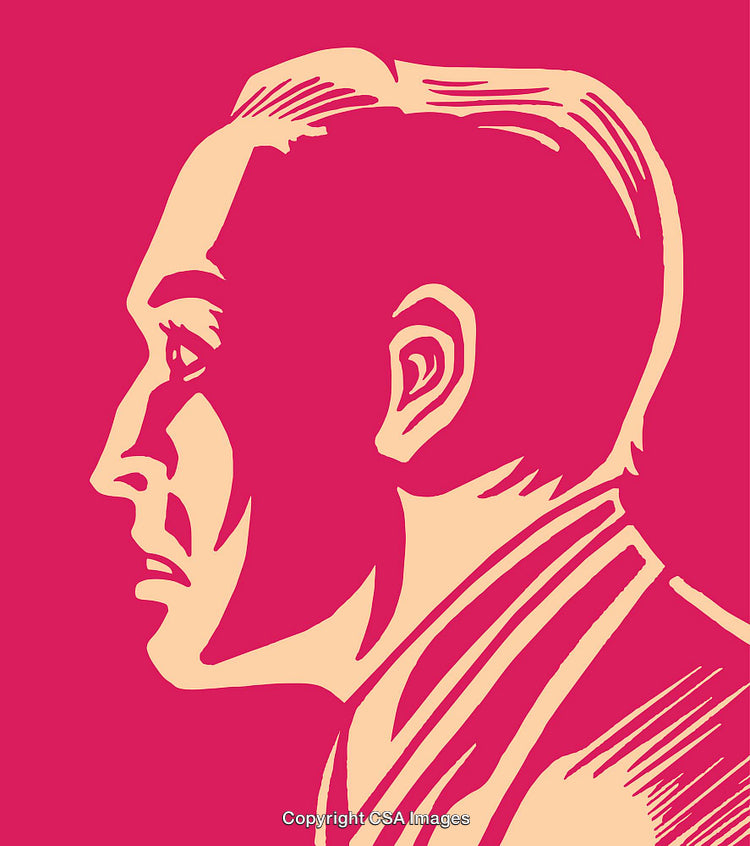 Stylized Illustration Of A Man's Side Profile In Vintage Style