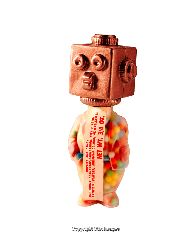 Colorful Robot-Shaped Plastic Candy Dispenser With a Unique Design