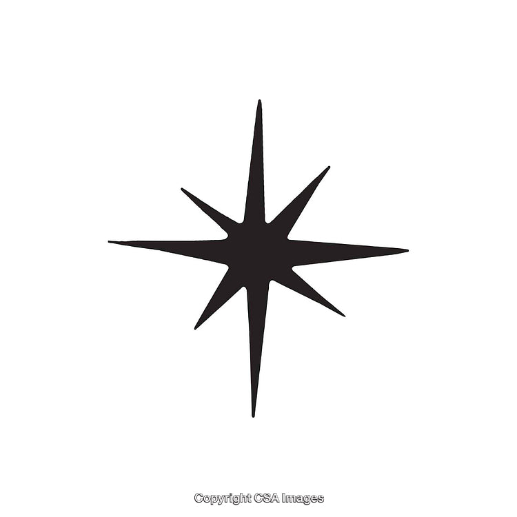 Black Silhouette of a Geometric Starburst Shape on White Background