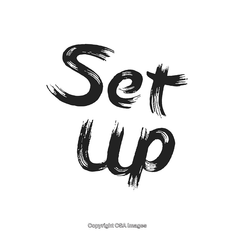 Artistic Text Design Featuring the Phrase 'Set Up' in Black Brush Strokes