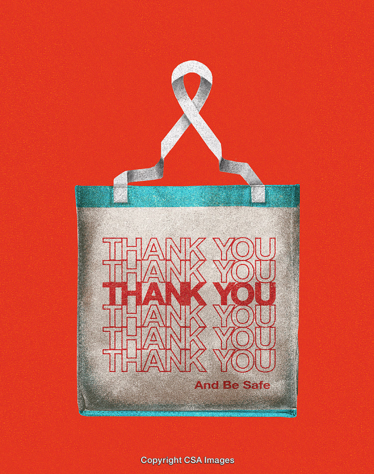 Reusable Tote Bag with Thank You Design on Vibrant Red Background