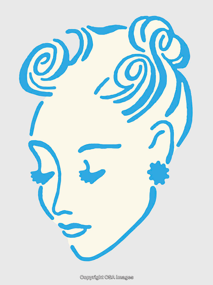 Elegant Minimalist Line Art Illustration of Stylized Female Portrait