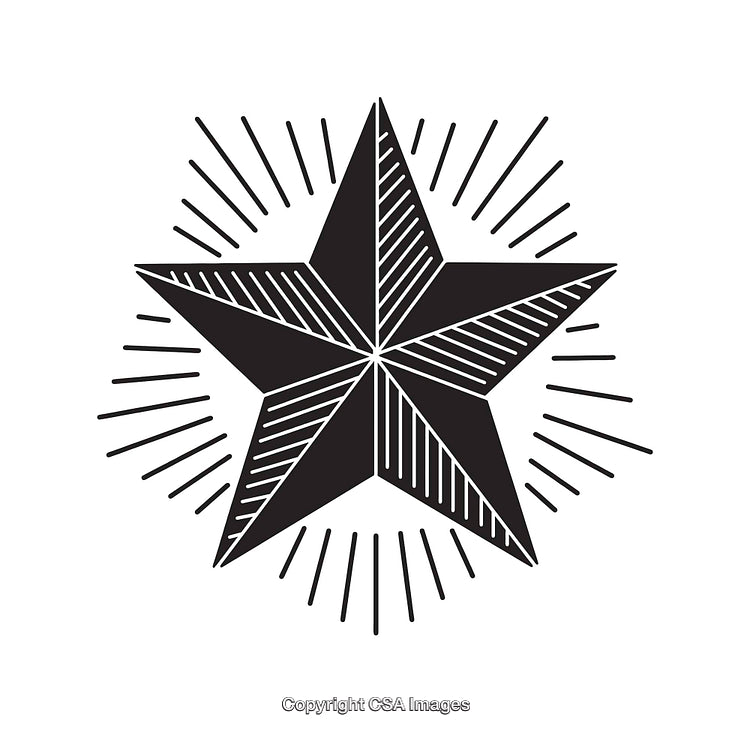 Black And White Line Art Star Illustration With Radiating Lines