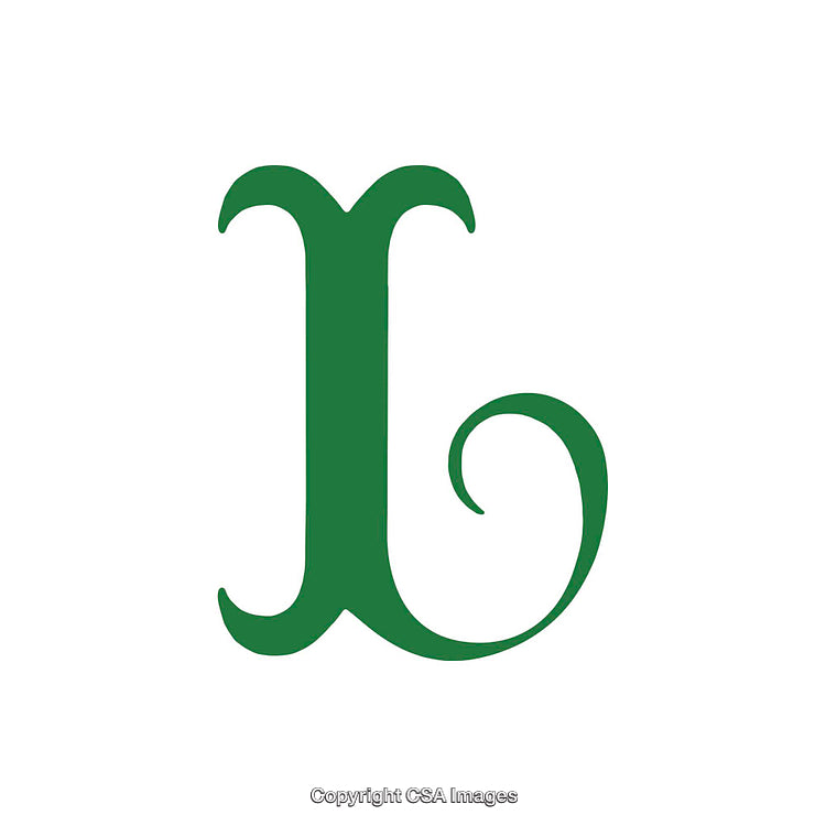Elegant Green Script Letter L on White Background