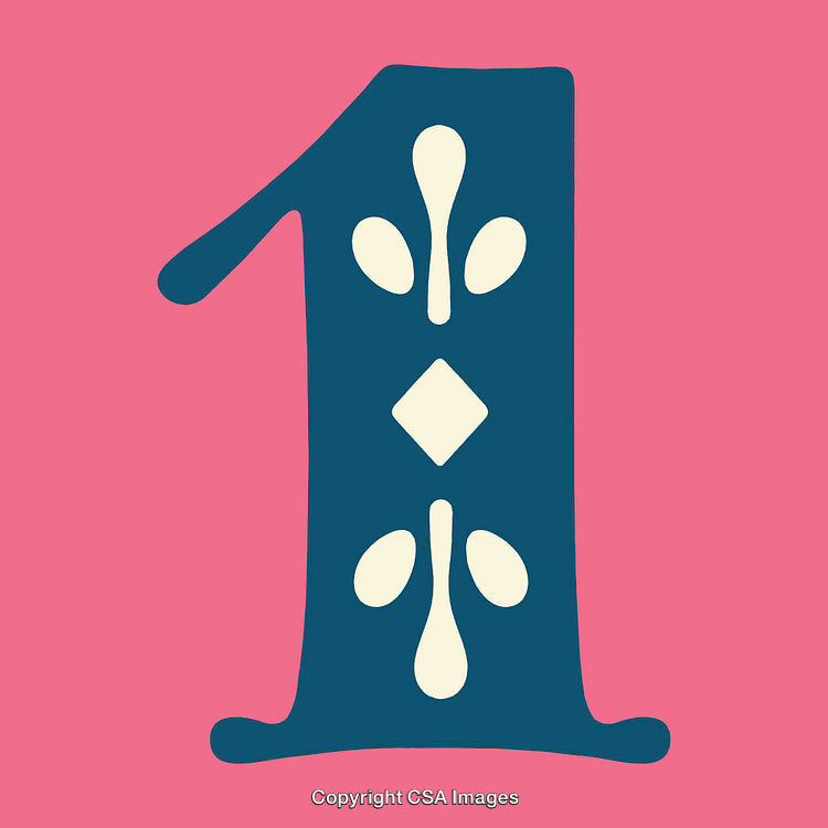 Stylized Number One Design with Decorative Pattern on Pink Background