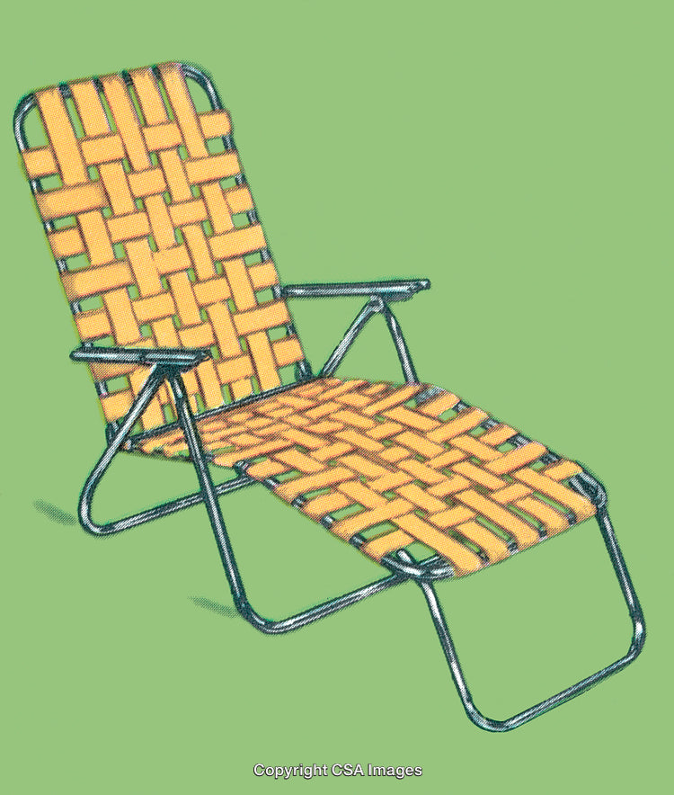 Vintage Lawn Recliner Featuring Woven Fabric With Metal Frame