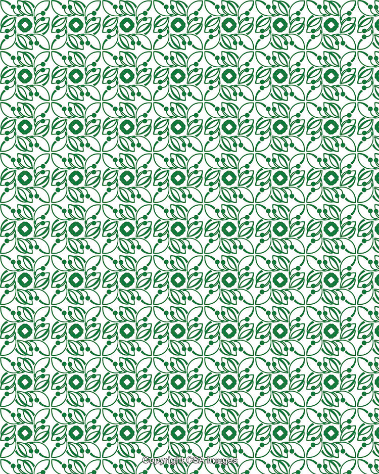 Decorative Green Floral Pattern With Nature Inspired Elements Background
