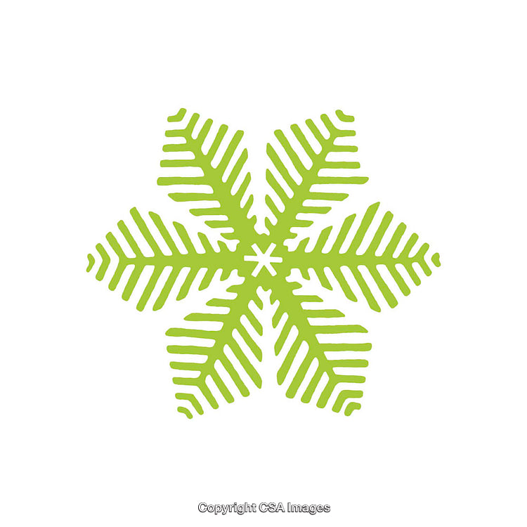 Green Stylized Leaf-Like Snowflake Shape On White Background