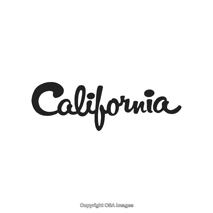 Stylized Black Script Logo Design Featuring the Word California on White Background