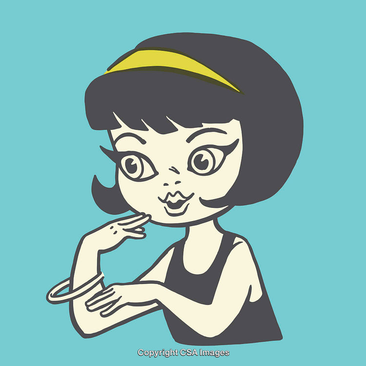 Retro Styled Pop Art Illustration of a Stylish Woman on a Blue Background