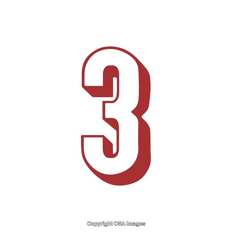 Bold Red Number Three on a Clean White Background