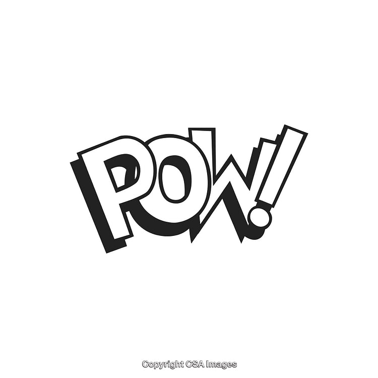 Comic Style POW Text With Bold Typography and Exclamation Mark