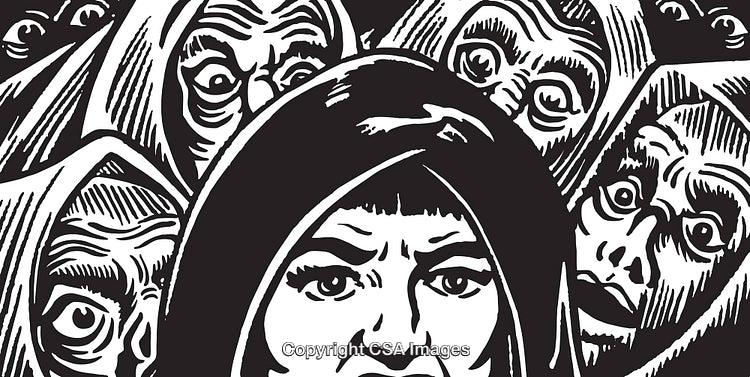 Monochromatic Illustration Portraying Mysterious Cloaked Figures in Expressive Detail