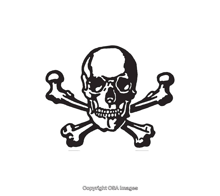 Skull and Crossbones Black and White Symbolic Illustration
