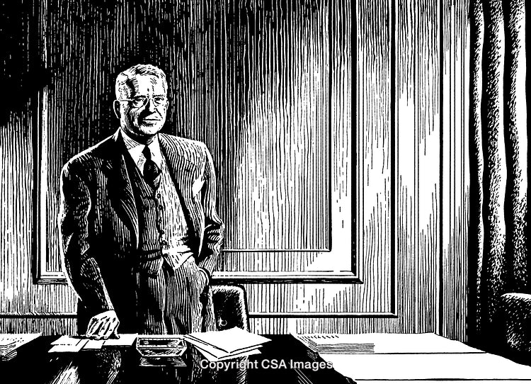 Black-and-White Engraving of a Distinguished Man in Business Attire